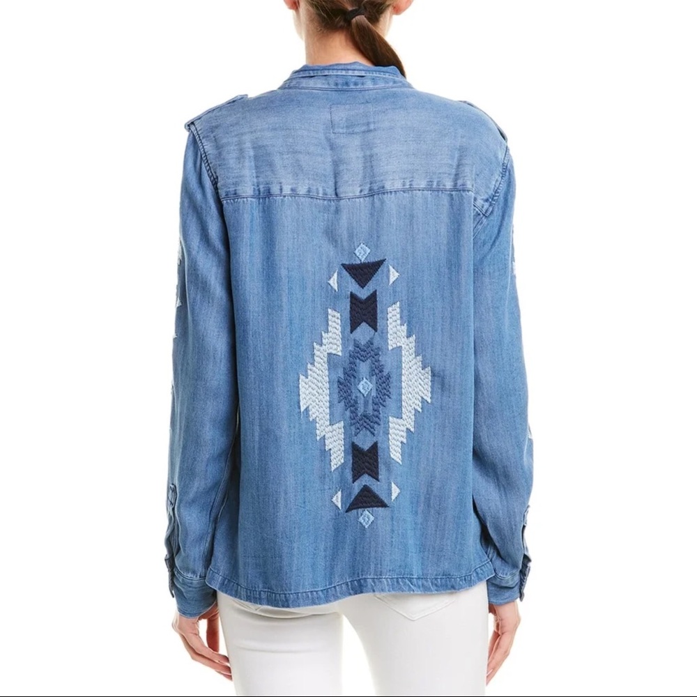 Rails Smith Embroidered Sleeve Chambray Denim Shirt